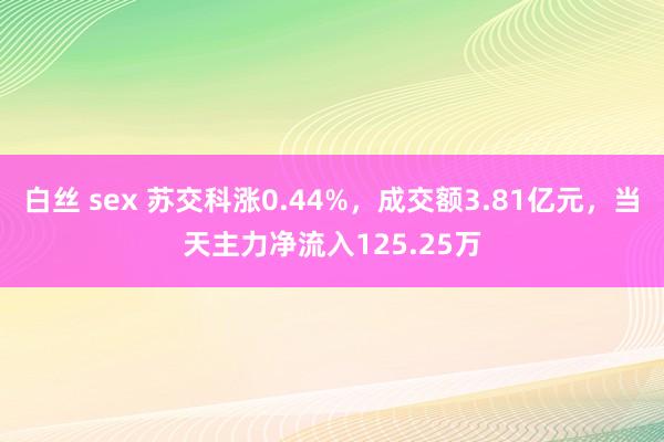 白丝 sex 苏交科涨0.44%,成交额3.81亿元,当天主力净流入125.25万