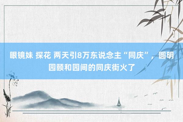 眼镜妹 探花 两天引8万东说念主“同庆”，圆明园颐和园间的同庆街火了