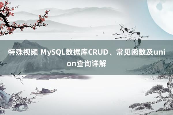 特殊视频 MySQL数据库CRUD、常见函数及union查询详解